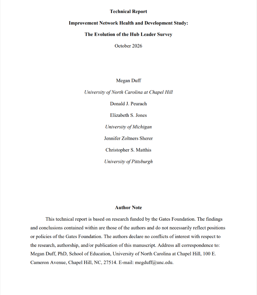 Thumbnail for Improvement Network Health and Development Study: The evolution of the Hub Leadership Survey